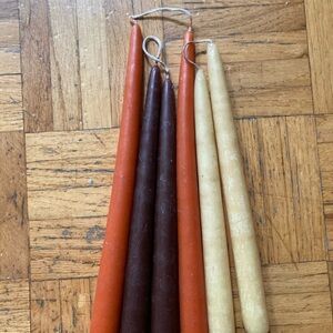 🍂Handmade 3 Sets Elegant Tapered Candles Set - Orange, Brown, and Cream